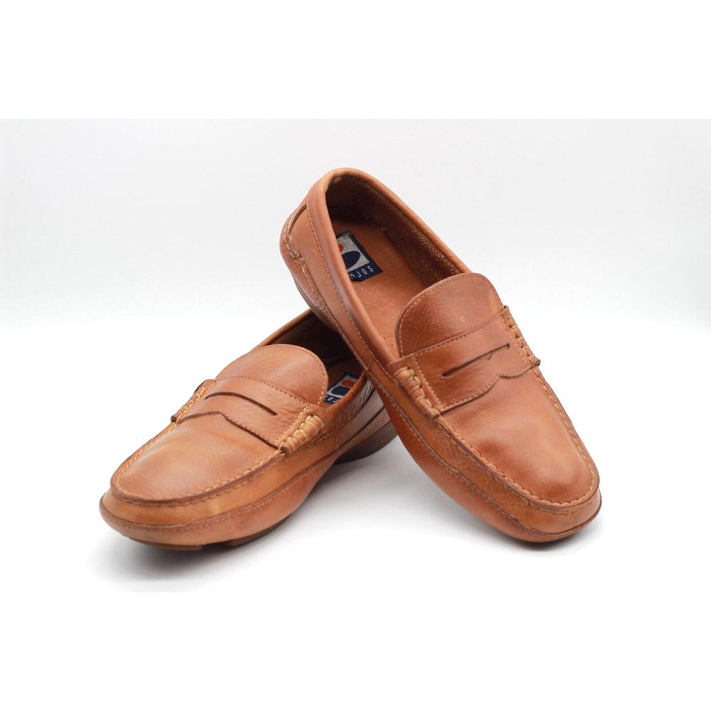 BOJOS Mens "Handmade" Tan Pebbled Leather Driving Loafer Moc Size 43 EU 10 US